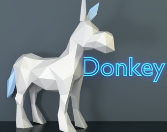 Donkey Sculpture Pattern - Papercraft DIY - Download, Print and Make Your Own