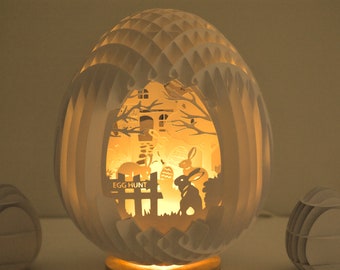 Easter Bunny Egg Hunt Lightbox: 3D Sliceform Template (SVG, PDF)