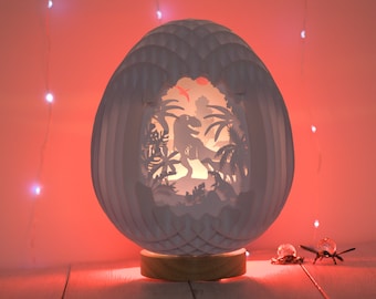 Dinosaur Egg - Pop-up Sliceform 3D Lightbox - SVG, Studio, PDF files, Download, Print or Cut out and Make Your Own