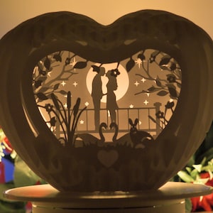 Couple Love Heart - Pop-up Sliceform 3D LightBox - SVG, Studio, PDF files, Download, Print or Cut out and Make Your Own