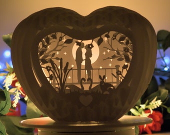 LightBox de casal apaixonado: 3D Sliceform SVG, Studio, PDF (download digital)