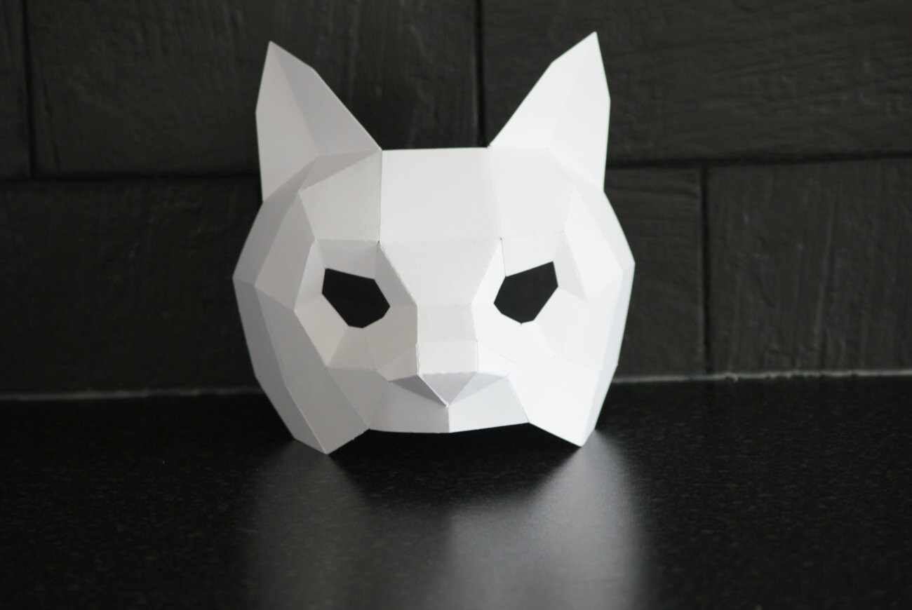 Cat Face Mask Pattern Papercraft DIY Download Print and Etsy