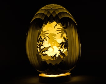 Dinosaur Egg Lightbox: T-Rex Sliceform 3D Papercraft (SVG, PDF)