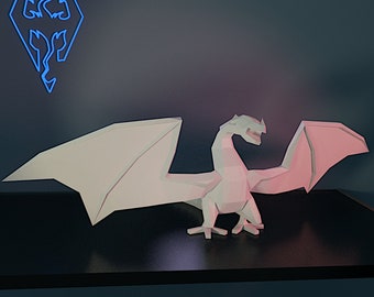 Fantasy Dragon Sculpture Pattern - Papercraft DIY - Download, Print and Make Your Own