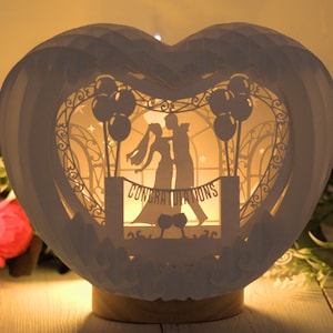 Wedding Congratulations Heart - Pop-up Sliceform 3D LightBox - SVG, Studio, PDF files, Download, Print or Cut out and Make Your Own