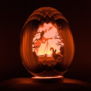 Bird Watcher Egg Lightbox: 3D Sliceform Pop-up (SVG, Studio, PDF)