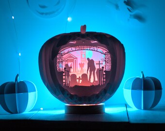 Zombie Pumpkin Lightbox: Halloween 3D Papercraft (SVG, PDF)
