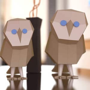 Owl Papercraft Pattern - Bird Sculpture - Includes Branch - Papercraft DIY - PDF Download, Print and Build Your Own