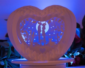 Couple Love Heart LightBox: 3D Sliceform SVG, Studio, PDF (Digital Download)