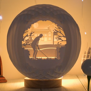 Golfer Sphere - Pop-up Sliceform 3D LightBox - SVG, Studio, PDF files, Download, Print or Cut out and Make Your Own