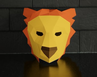 Patroon leeuw gezichtsmasker - Papercraft DIY - downloaden, afdrukken en je eigen maken
