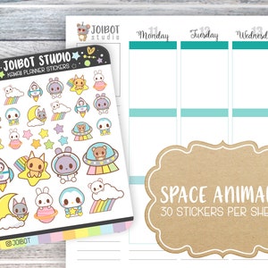RAUM TIERE - Kawaii Planner Aufkleber - Galaxy Aesthetic - Astronaut - Journal Aufkleber - Niedliche Aufkleber - Dekorative Aufkleber - K0057