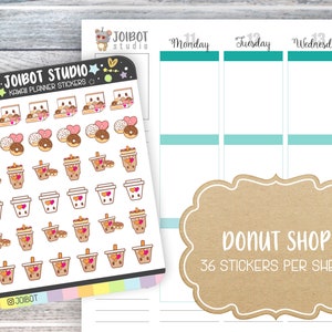DONUT SHOP - Kawaii Planner Stickers - Breakfast Stickers - Journal Stickers - Cute Stickers - Decorative Stickers - K0127