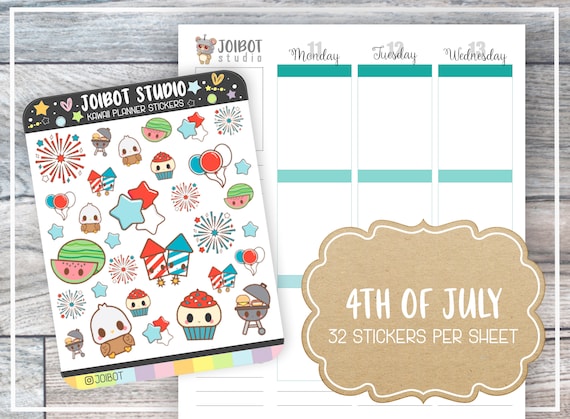 4th OF JULY Kawaii Planner Stickers Seasonal Stickers Journal Stickers Cute  Stickers Decorative Stickers K0145 