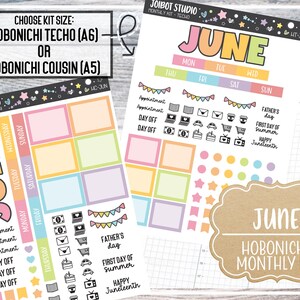 Kit d'autocollants mensuels Hobonichi Cousin ou Techo - Stickers agenda kawaii - Stickers journaux - Stickers décoratifs - HX-JUN