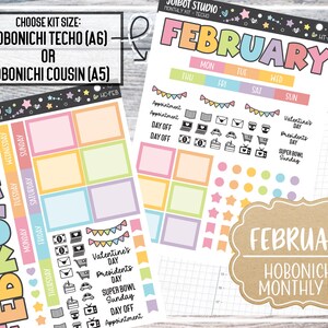 FEBRUAR Hobonichi Cousin oder Techo Monatlicher Aufkleber - Kawaii Planner Aufkleber - Journal Aufkleber - Dekorative Aufkleber - HX-FEB