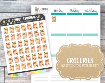 GROCERIES - Kawaii Planner Stickers - Errand Stickers - Shopping Stickers - Journal Stickers - Cute Stickers - Decorative Stickers - K0030