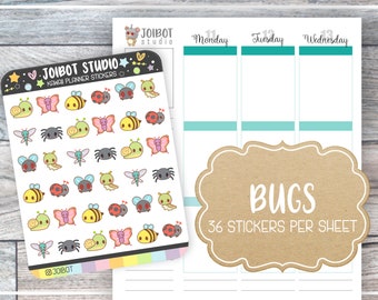 BUGS - Kawaii Planner Stickers - Insect Stickers - Journal Stickers - Cute Stickers - Decorative Stickers -  K0063