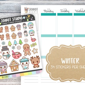 WINTER - Kawaii Planner Stickers - Holiday Stickers -  Journal Stickers - Cute Stickers - Decorative Stickers - K0068