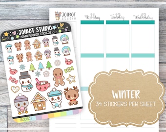 WINTER - Kawaii Planner Stickers - Holiday Stickers -  Journal Stickers - Cute Stickers - Decorative Stickers - K0068