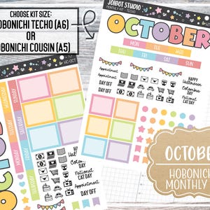 Kit di adesivi mensili Hobonichi Cousin o Techo di OTTOBRE - Adesivi per planner kawaii - Adesivi per diario - Adesivi decorativi - HX-OCT