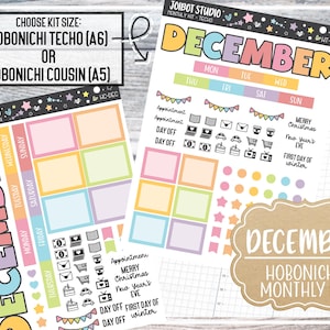 DECEMBER Maandelijkse stickerkit Hobonichi neef of Techo - kawaii plannerstickers - dagboekstickers - decoratieve stickers - HX-DEC