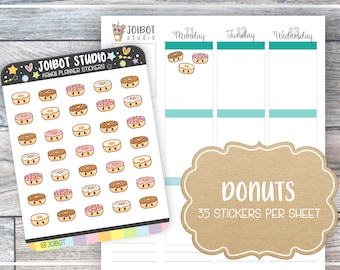 DONUTS - Kawaii Planner Stickers - Breakfast Stickers - Journal Stickers - Cute Stickers - Decorative Stickers - K0009