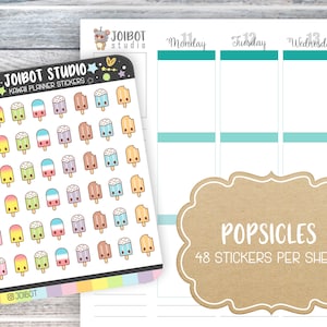 POPSICLES - Kawaii Planner Stickers - Ice Cream Stickers - Journal Stickers - Cute Stickers - Decorative Stickers - K0064