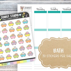BATH - Stickers agenda kawaii - Stickers relaxation - Stickers journaux - Stickers mignons - Stickers décoratifs - K0075