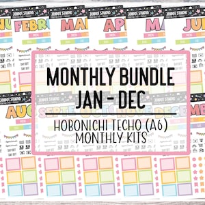 Hobonichi Techo Bundle - Kits d'autocollants mensuels - Stickers agenda kawaii - Stickers journaux - Stickers décoratifs - A6 - HT-BUNDLE