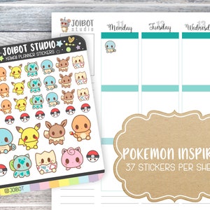 PKMN INSPIRED 1 - Kawaii Planner Stickers - Video Game Stickers - Journal Stickers - Cute Stickers - Decorative Stickers - C0003