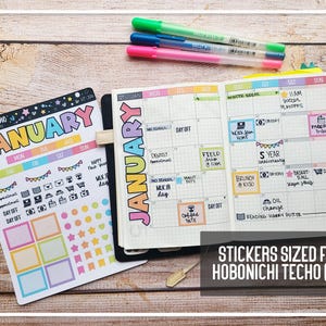 Hobo Techo-kompatibelt paket - Månatliga klistermärkeskit - Kawaii Planner Stickers - Journalklistermärken - Dekorativa klistermärken - A6 - HT-BUNDLE bild 2