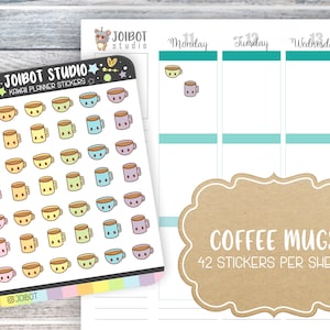 COFFEE MUGS - Kawaii Planner Stickers - Breakfast Stickers - Journal Stickers - Cute Stickers - Decorative Stickers - K0013