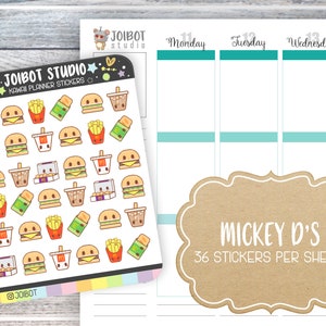 McBurgers - Kawaii Planner Aufkleber - Fast Food Aufkleber - Takeout Aufkleber - Journal Aufkleber - Niedliche Aufkleber - Dekorative Aufkleber - K0099