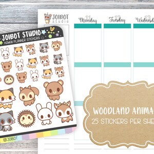 ANIMAUX DE LA BOIS - Stickers agenda kawaii - Stickers animaux de la forêt - Stickers journaux - Stickers mignons - Stickers décoratifs - K0090