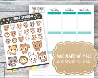 SKOGSDJUR - Kawaii Planner Stickers - Skogsdjursklistermärken - Journalklistermärken - Söta klistermärken - Dekorativa klistermärken - K0090