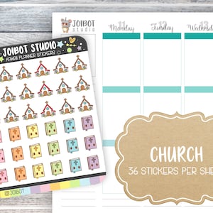 KIRCHE - Kawaii Planner Aufkleber - Bibel Aufkleber - Journal Aufkleber - Niedliche Aufkleber - Dekorative Aufkleber - K0147