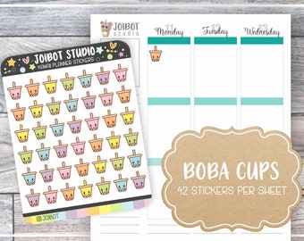 BOBA - BUBBELTE - Kawaii Planner Stickers - Thailändskt te-klistermärken - Journalklistermärken - Söta klistermärken - Dekorativa klistermärken - K0003