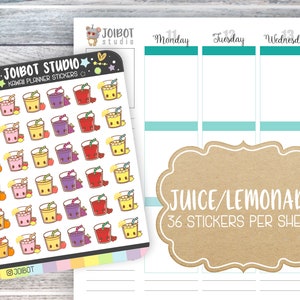 JUICE & LEMONADE - Kawaii Planner Stickers - Summer Stickers - Journal Stickers - Cute Stickers - Decorative Stickers - K0167