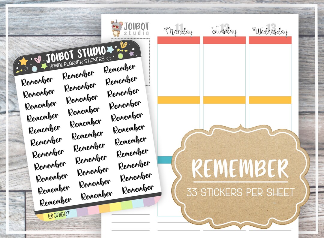 REMEMBER - Kawaii Planner Stickers - Label Stickers - Journal Stickers ...