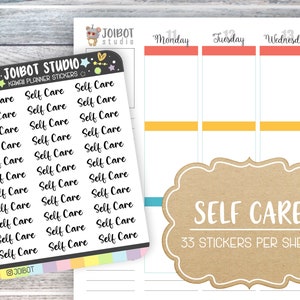 SELF CARE - Kawaii Planner Stickers - Label Stickers - Journal Stickers - Header Stickers - TX017