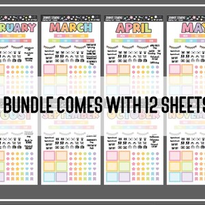 Hobo Techo-kompatibelt paket - Månatliga klistermärkeskit - Kawaii Planner Stickers - Journalklistermärken - Dekorativa klistermärken - A6 - HT-BUNDLE bild 3