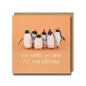 Pinguin Karte, Lustige Geburtstagskarte, Pinguin Geburtstagskarte, Cards UK, Pinguine Illustration Karte, Kunst Karte, Gesponnene Baumwolle, Pinguin Liebhaber Karte