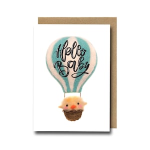 Nieuwe babykaart, pasgeboren kaart, genderneutraal, wenskaart, hallo baby, nieuwe moeder, babyjongen, babymeisje, naaldvilten