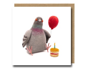 Tarjeta de cumpleaños de paloma, tarjeta de saludos divertida Reino Unido, tarjeta de niños lindos, tarjeta de pájaro feliz, tarjeta de paloma para los amantes de los animales, tarjeta de felicitación para él / ella