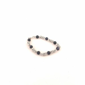 aluminium bracelet with blue sun stone byzantine chainmail handmade in Italy
