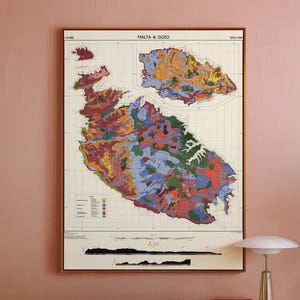 Vintage Malta & Gozo Geological Map Print: 1960s Island Wall Art