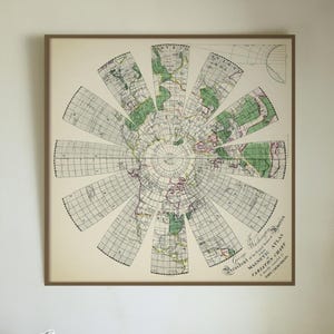 Magnetische wereldvariatie: vintage kaartafdruk. Thuiscadeau muurkunst