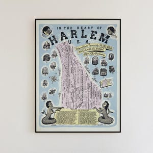Vintage Harlem Map, 1920s Harlem Renaissance Poster, African American Decor, History Gift