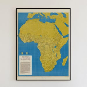 African Tribes Vintage Map Print, Africa Map Wall Art, Africa Home Decor Poster